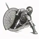  **Roman Soldier with a Shield**: Picture a Roman warrior holding a shield inscribed with the verse or a part of it, suc tattoo design idea