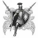 **Roman Soldier with a Shield**: Picture a Roman warrior holding a shield inscribed with the verse or a part of it, suc tattoo design idea