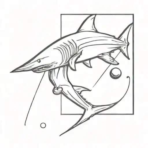 Shark playing billiards tattoo design idea