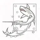 Shark playing billiards tattoo design idea
