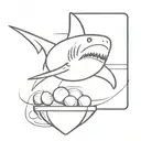 Shark playing billiards tattoo design idea