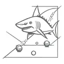 Shark playing billiards tattoo design idea
