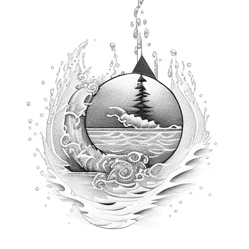 water depicting the strength and resiliance of water with the calming and peaceful element as well tattoo design idea