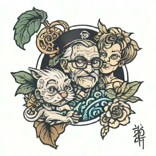 grandparents and nephew  tattoo design idea