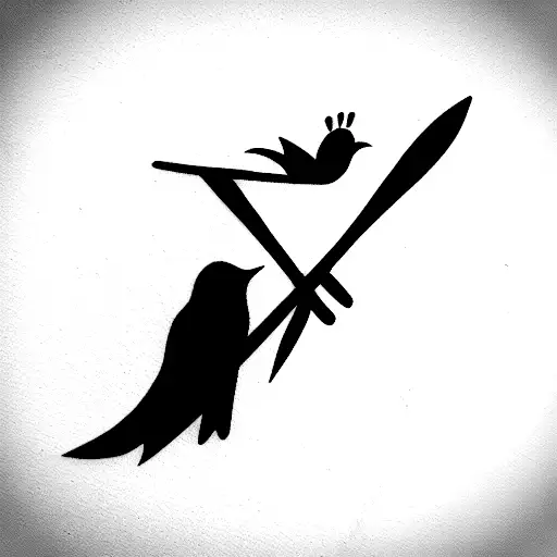 axe with bird tattoo design idea