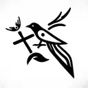 axe with bird tattoo design idea