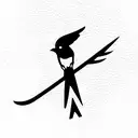 axe with bird tattoo design idea