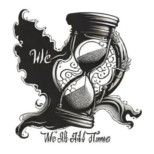 hour glass with sand with text "we all fail the test of time" tattoo design idea