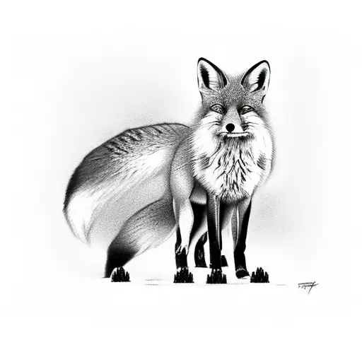 male fox hunting a roaster tattoo design idea