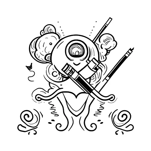 alien smoking a cigarette with a heart shape behind it  tattoo design idea