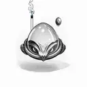 The alien could be depicted with a rounded, oversized head and large, almond shaped eyes. smoking a cigarette tattoo design idea