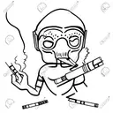 stereotypic alien smoking a cigarette  tattoo design idea
