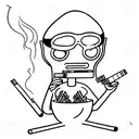 stereotypic alien smoking a cigarette  tattoo design idea