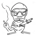 stereotypic alien smoking a cigarette  tattoo design idea