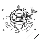 stereotypic alien smoking a cigarette  tattoo design idea