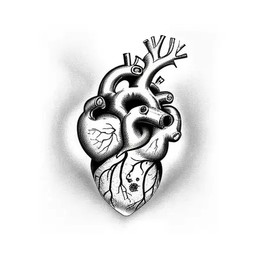 Exposed 3D human heart tattoo with my children's names Devin; Nevaeh; Messiah; and Rhylee written inside the heart itsel tattoo design idea