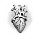 Exposed 3D human heart tattoo with my children's names Devin; Nevaeh; Messiah; and Rhylee written inside the heart itsel tattoo design idea