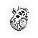 Exposed 3D human heart tattoo with my children's names Devin; Nevaeh; Messiah; and Rhylee written inside the heart itsel tattoo design idea