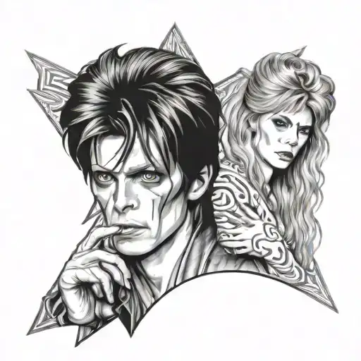 mother daughter David Bowie labyrinth representing tattoo design idea