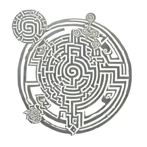 mother daughter  labyrinth representing tattoo design idea