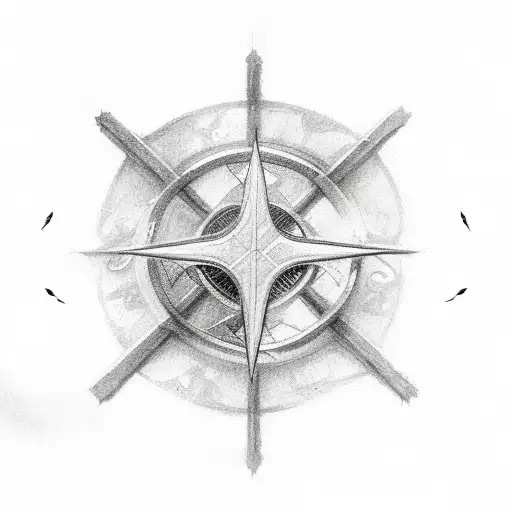 Christian Cross and seagulls around it tattoo design idea