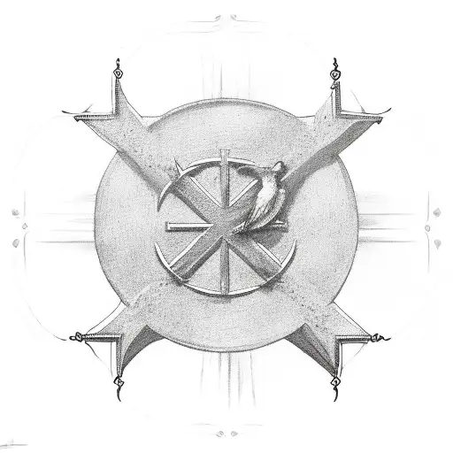 Christian Cross with the word Unitas and seagulls tattoo design idea