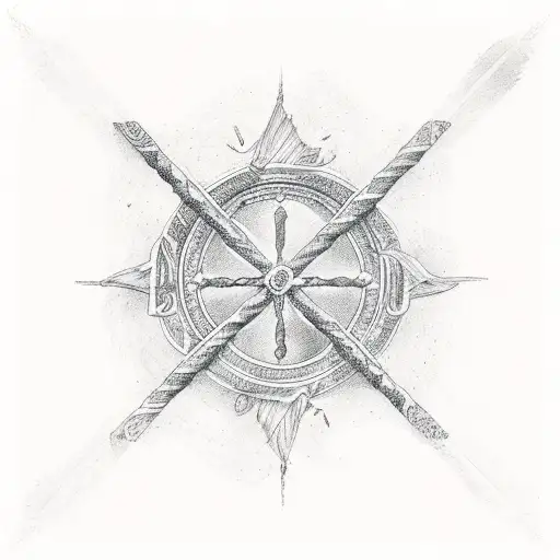 cross with the word Unitas and seagulls flying around it tattoo design idea
