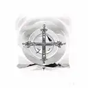 Christian Cross and seagulls around it tattoo design idea