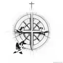 Christian Cross and seagulls around it tattoo design idea