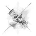 cross with the word Unitas and seagulls flying around it tattoo design idea