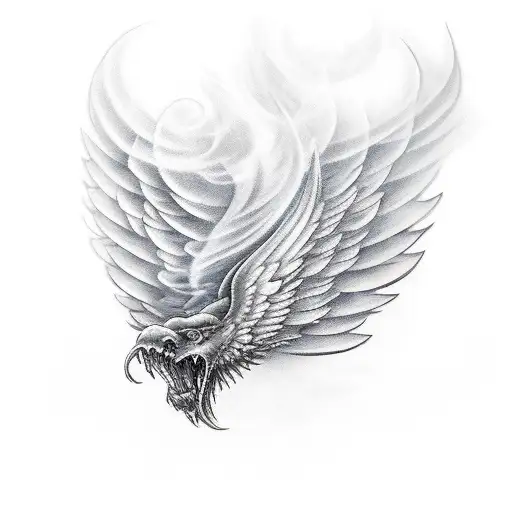 wings fire smoke tattoo design idea
