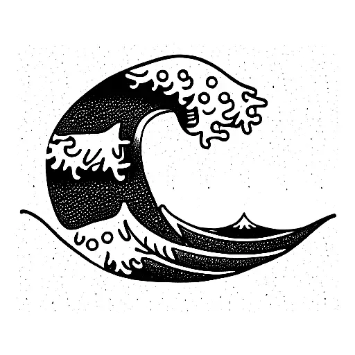 ocean wave, ark, ash tree tattoo design idea