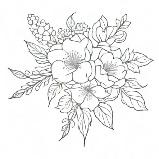 july september may birth flower bouquet  tattoo design idea