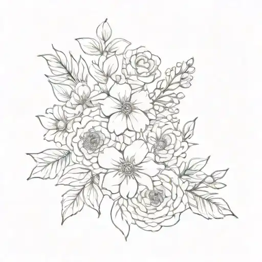 july september may birth flower bouquet  tattoo design idea