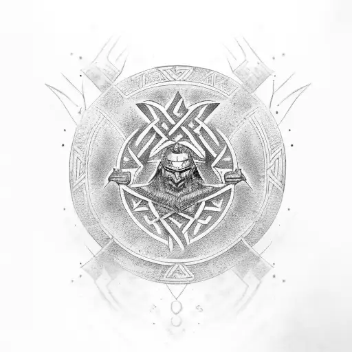 tyr Nordic God symbol ruin  tattoo design idea