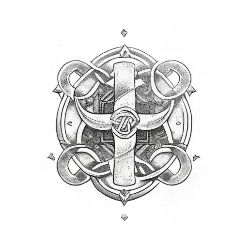 tyr Nordic God symbol ruin  tattoo design idea