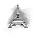 mini Eiffel Tower with RJ in cursive tattoo design idea
