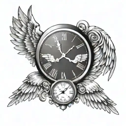 clock with infinity symbol with angel wings  tattoo design idea