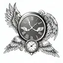 clock with infinity symbol with angel wings  tattoo design idea