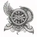 clock with infinity symbol with angel wings  tattoo design idea
