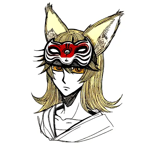 kitsune mask tattoo design idea