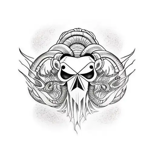 aries fire pain time love skull big tattoo design idea