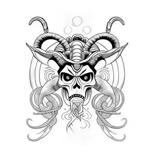 aries fire pain time love skull big tattoo design idea
