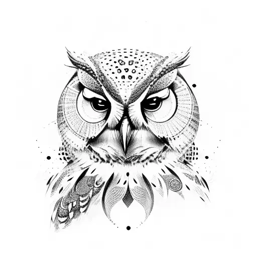 surrealistic owl tattoo design idea