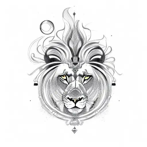 surrealistic lion tattoo design idea