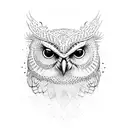 surrealistic owl tattoo design idea