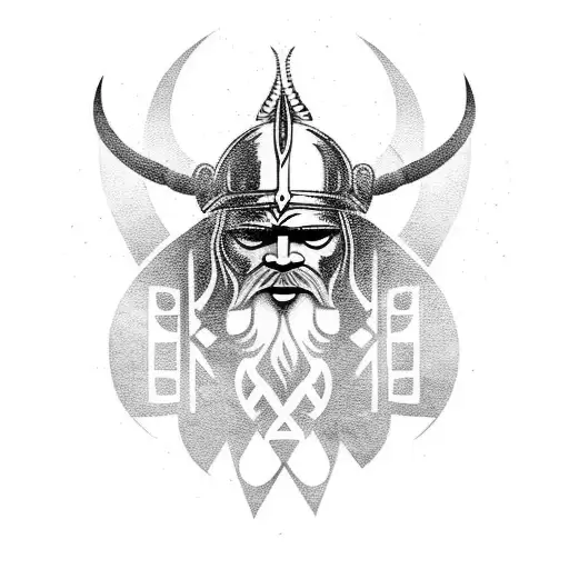 viking god head tattoo design idea