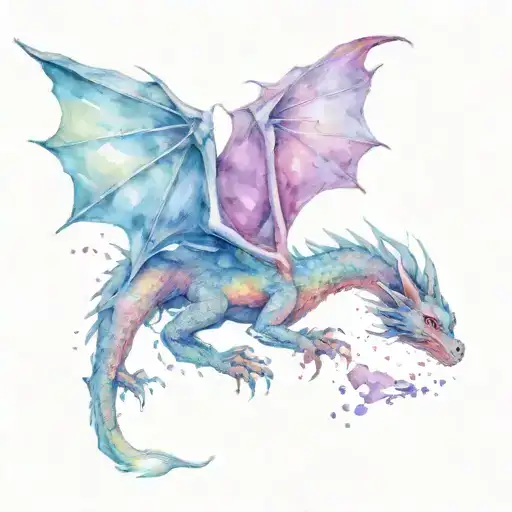 tiny dragon flying tattoo design idea