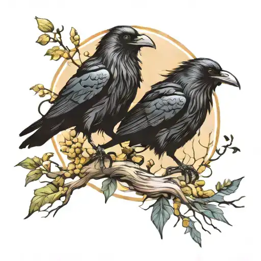 raven bush shape tattoo design idea