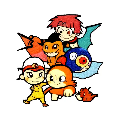charmander, charizard, naruto , dragon ball, one piece tattoo design idea